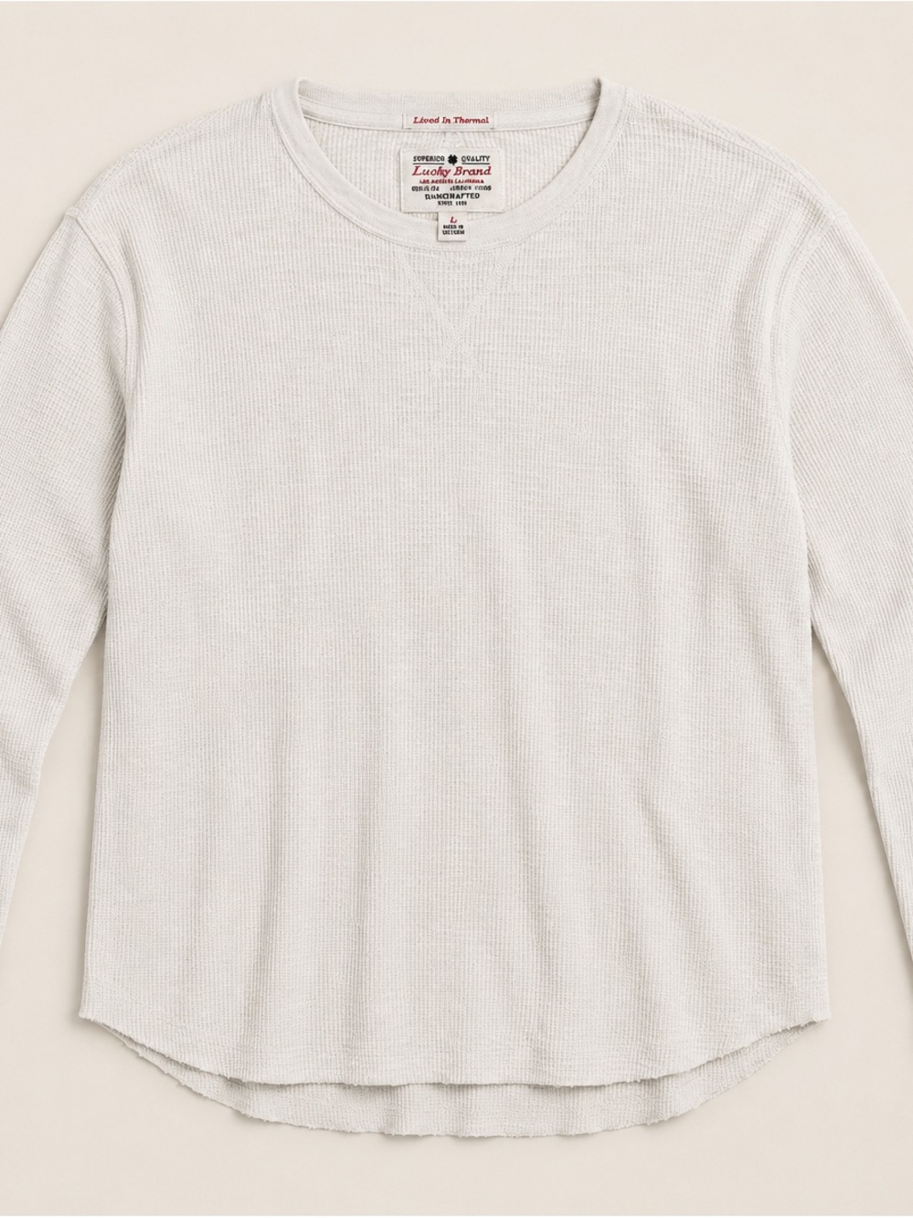 Lucky Brand Men's Cream Waffle-Knit Crewneck Sweater